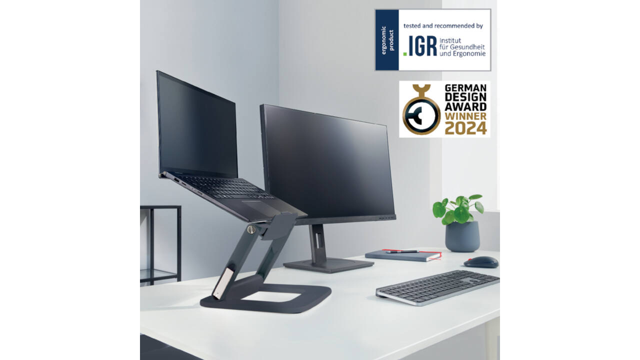 Laptopstandaard Leitz Ergo verstelbare multihoek grijs