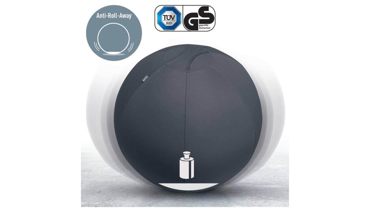 Actieve zitbal Leitz Ergo 75cm anti-rol donkergrijs