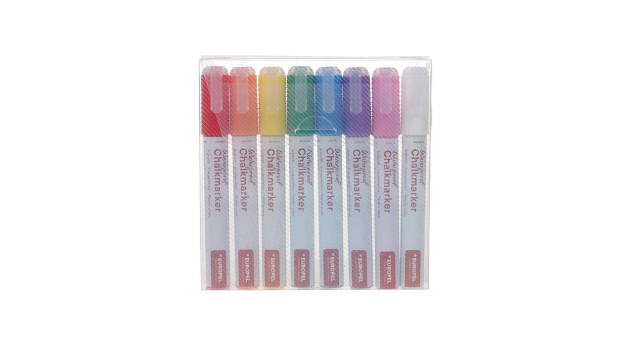 Krijtstift Europel watervast 3-6mm assorti etui 8 stuks
