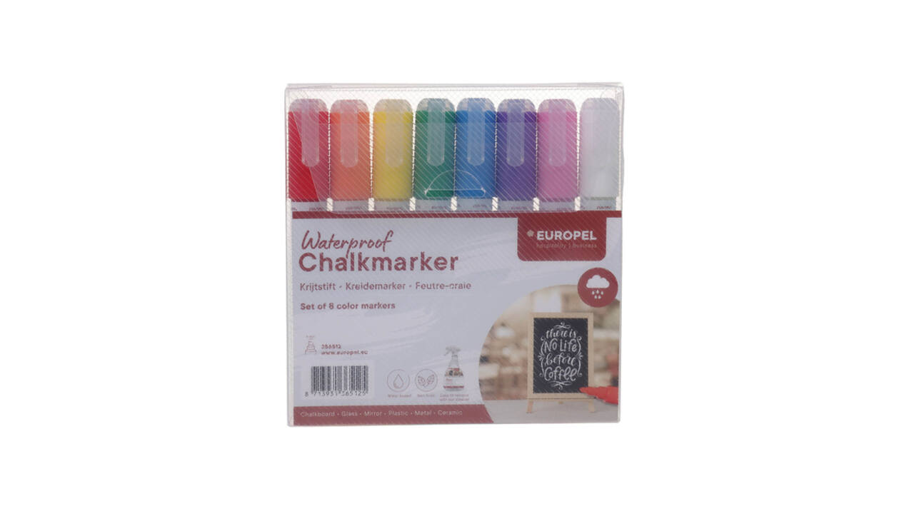 Krijtstift Europel watervast 3-6mm assorti etui 8 stuks