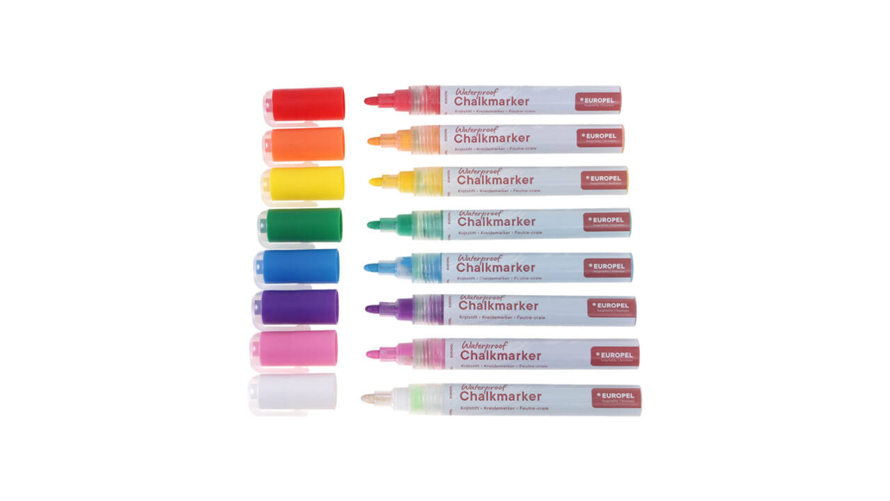 Krijtstift Europel watervast 3-6mm assorti etui 8 stuks