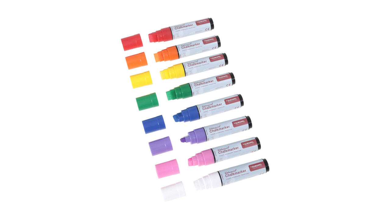 Krijtstift Europel watervast 15mm assorti etui 8 stuks