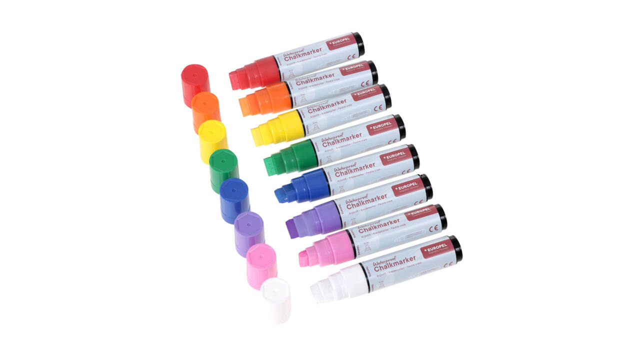 Krijtstift Europel watervast 15mm assorti etui 8 stuks