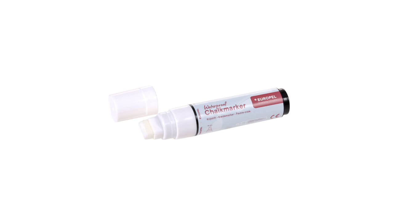 Krijtstift Europel watervast 15mm wit blister 1 stuk