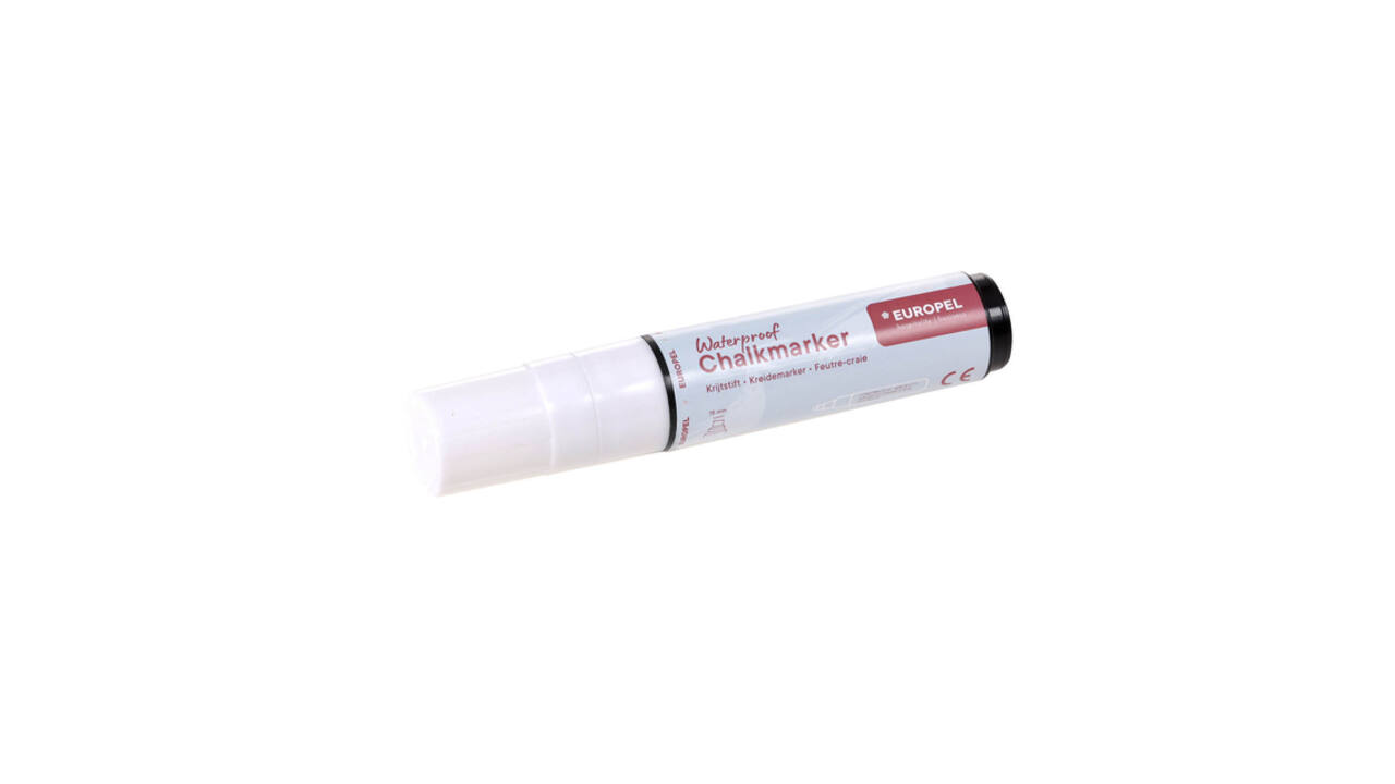 Krijtstift Europel watervast 15mm wit blister 1 stuk
