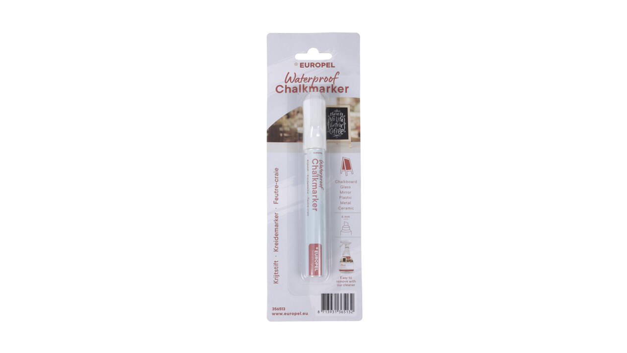 Krijtstift Europel watervast 3-6mm wit blister 1 stuk