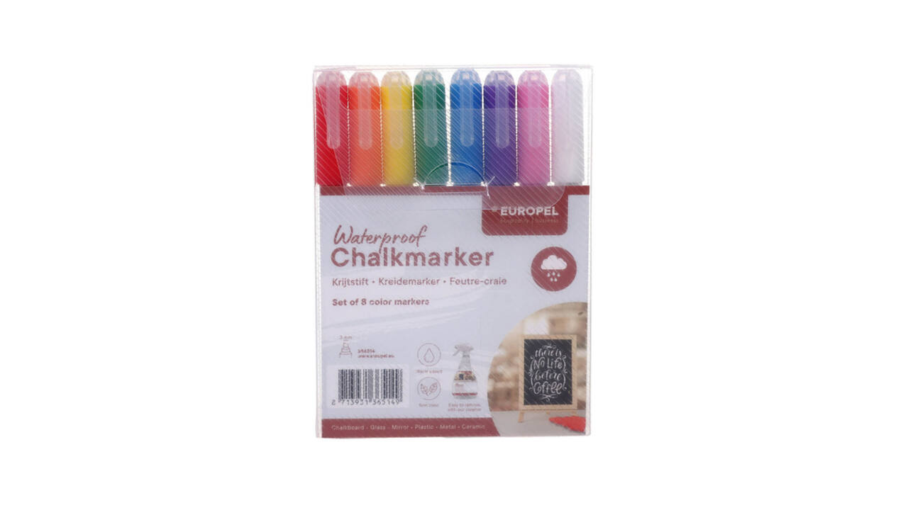 Krijtstift Europel watervast 1-3mm assorti etui 8 stuks