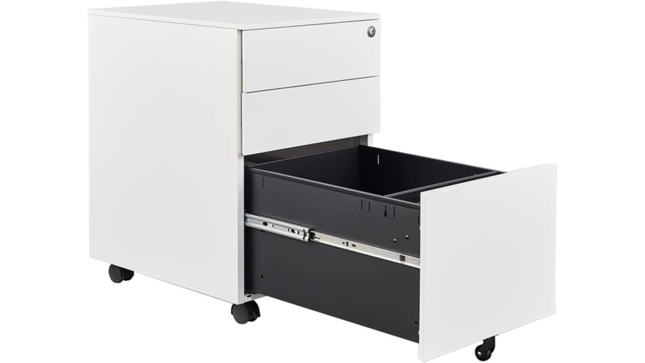 Ladeblok Euroseats 3 lade (2+1) 50x39x60cm op wieltjes wit