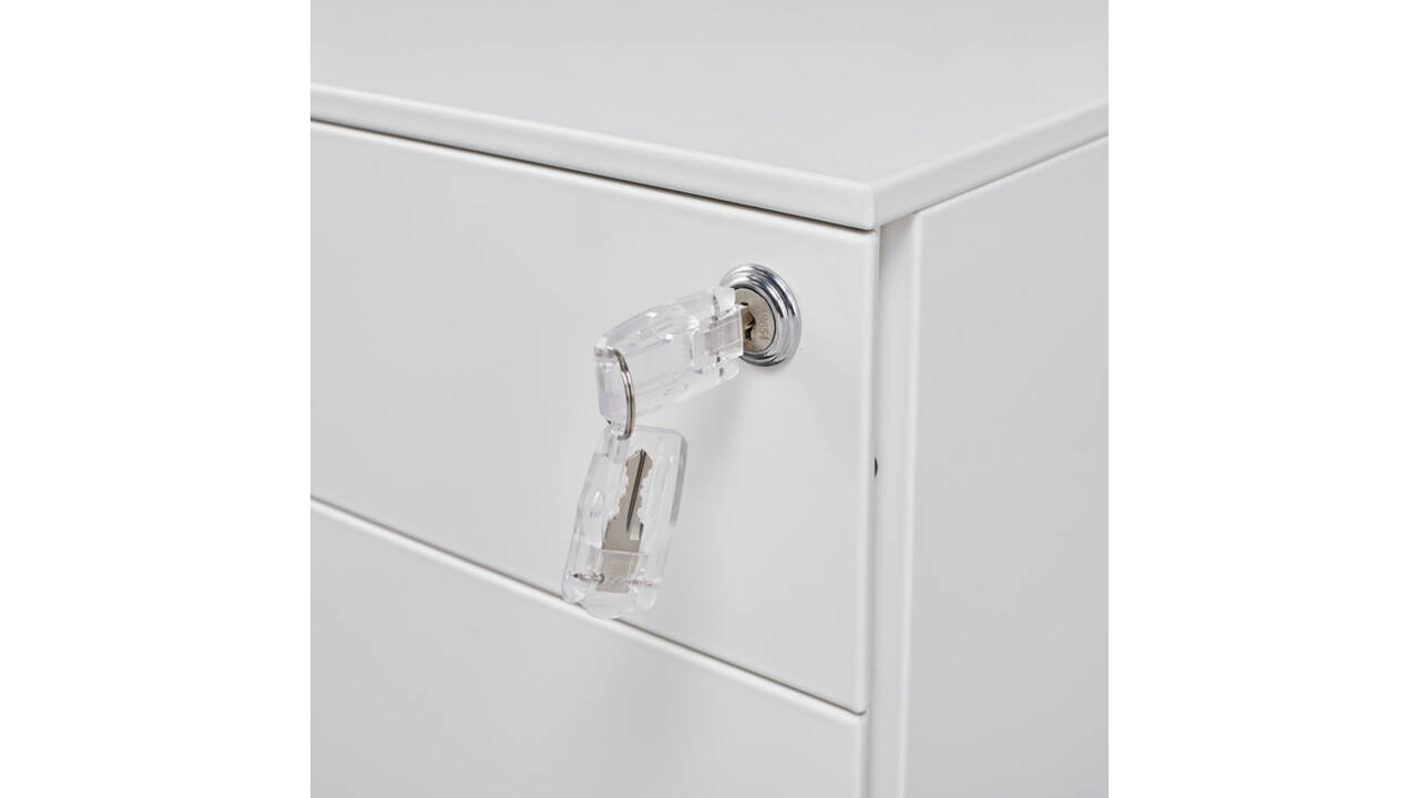Ladeblok Euroseats 3 lade (2+1) 50x39x60cm op wieltjes wit