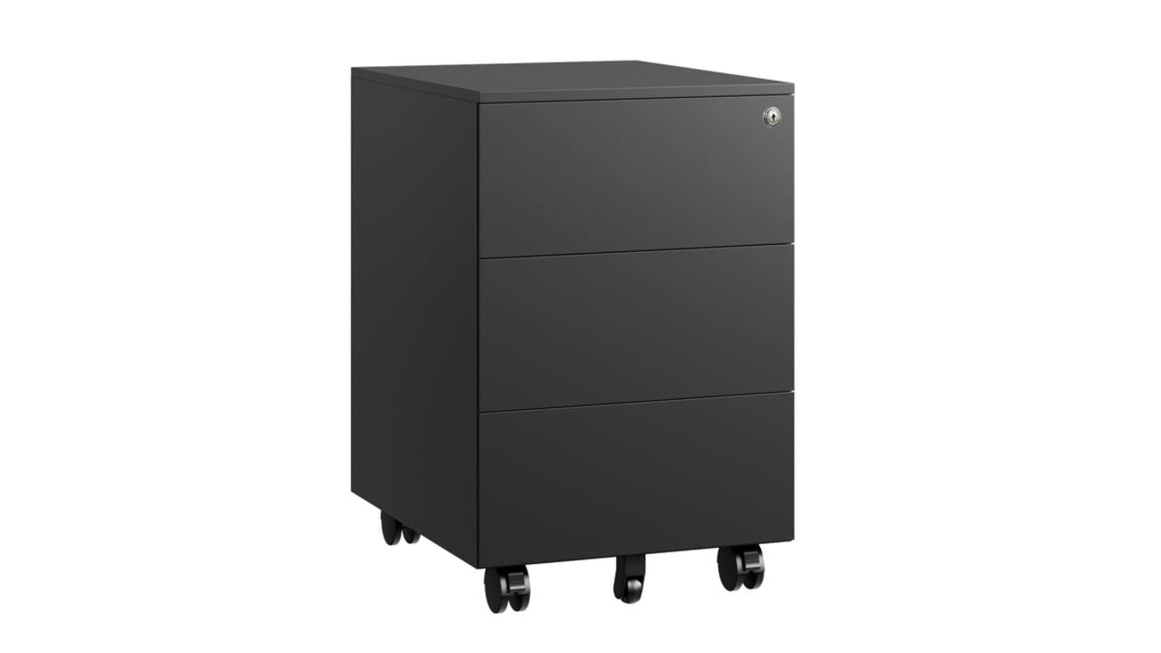 Ladeblok Euroseats 3 gelijke lade 50x39x60cm op wieltjes zwart