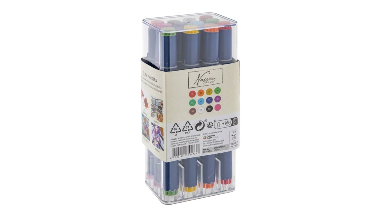 Alcoholmarkers Nassau Arts duopunt set à 12 kleuren