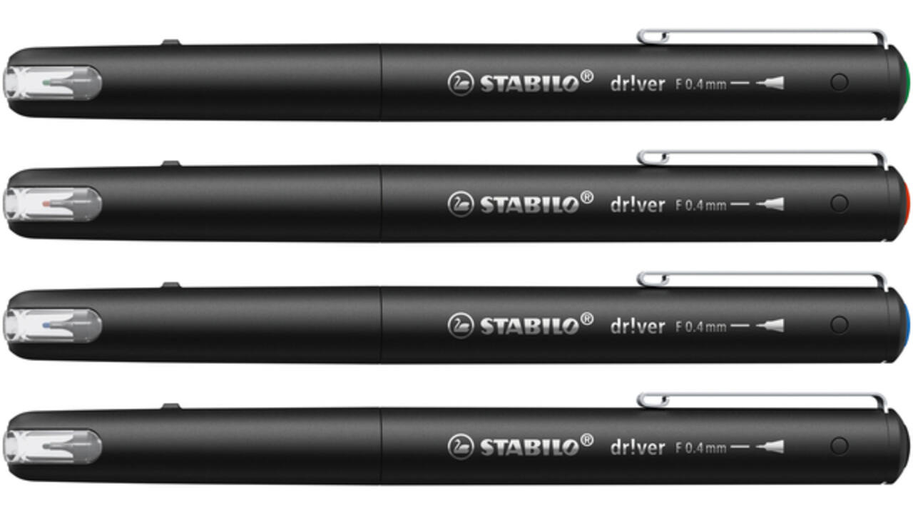 Fineliner STABILO dr!ver fijn assorti 4 stuks