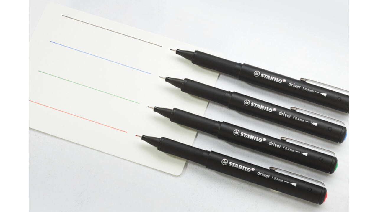 Fineliner STABILO dr!ver fijn assorti 4 stuks