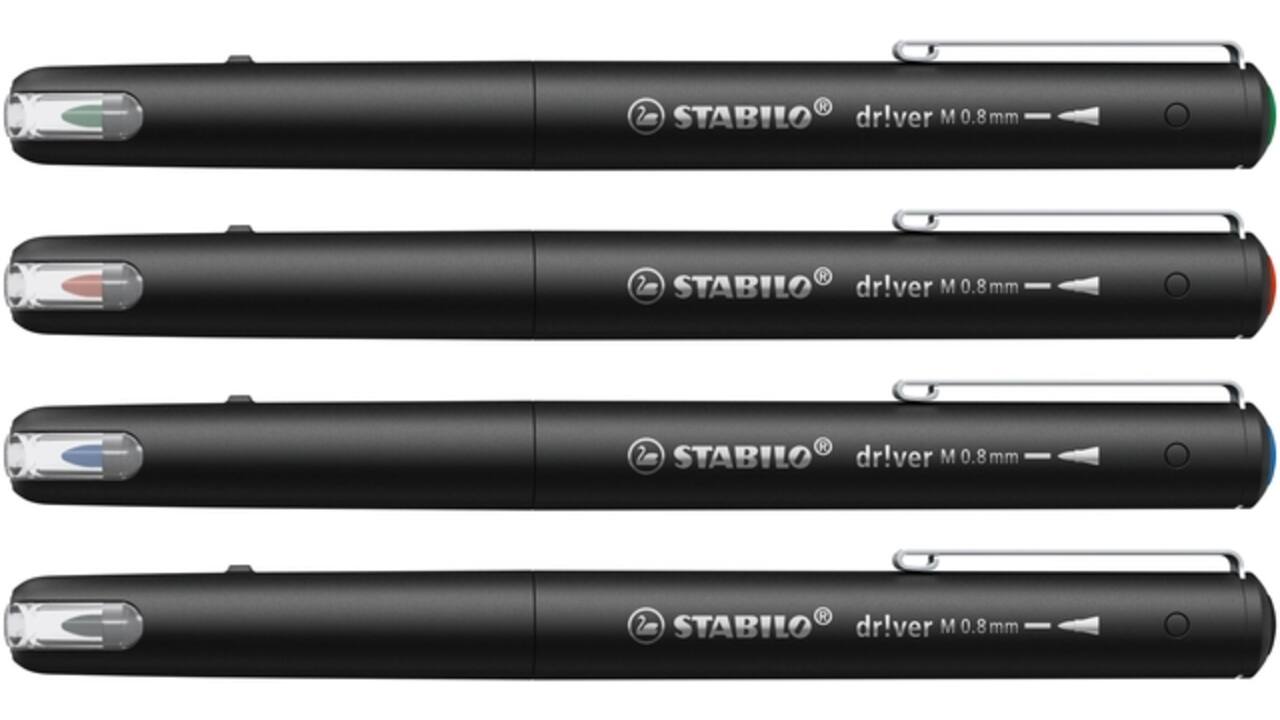 Fineliner STABILO dr!ver medium assorti 4 stuks