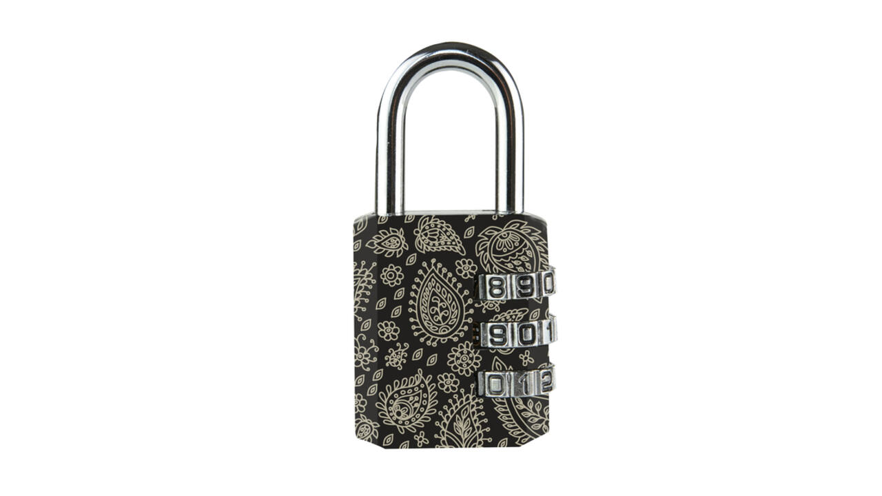 Hangslot Masterlock 3-cijfer combinatie 30mm 4 patronen ass