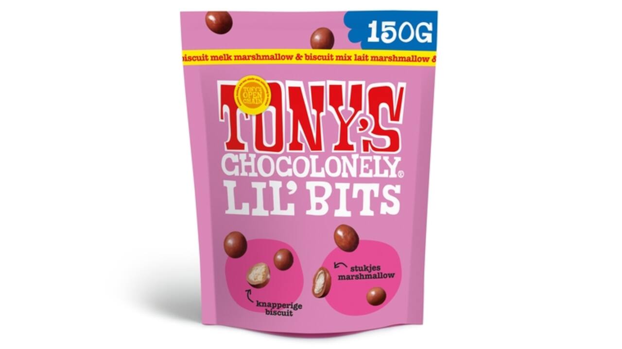 Chocolade Tony's Chocolonely Lil' Bits melk marshmallow & biscuit 150 gram