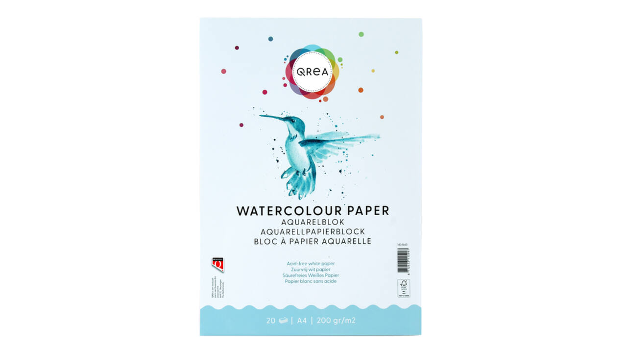 Aquarelblok Qrea A4 20vel 200gr gelijmd