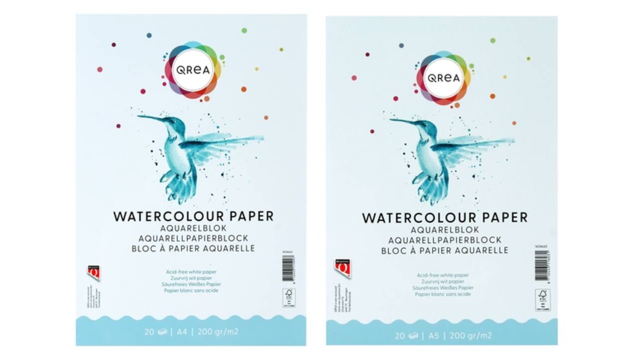 Aquarelblok Qrea A4 20vel 200gr gelijmd