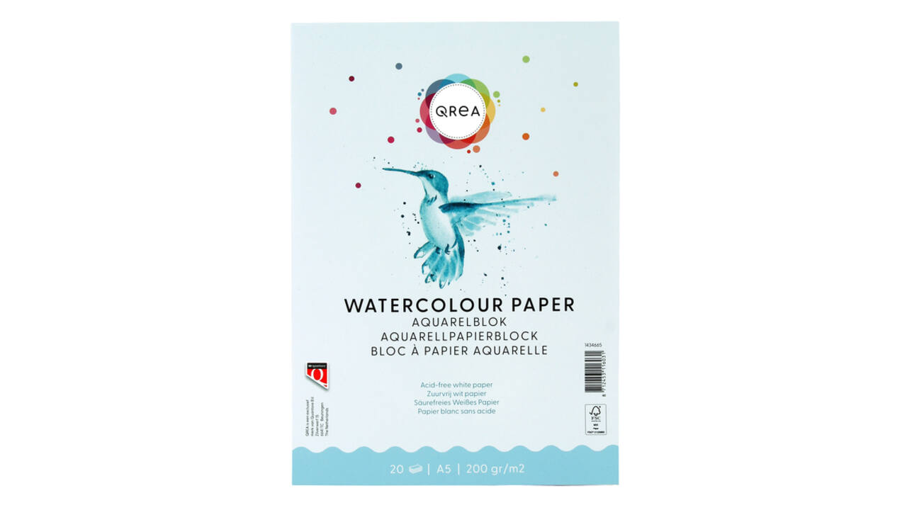 Aquarelblok Qrea A5 20vel 200gr gelijmd