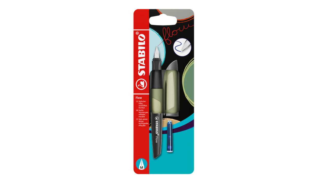 Vulpen STABILO Flow medium khaki blister à 1 stuk