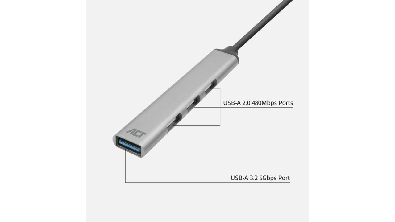 Hub ACT USB-C 3x USB-A 2.0 en 1x USB-A 3.0