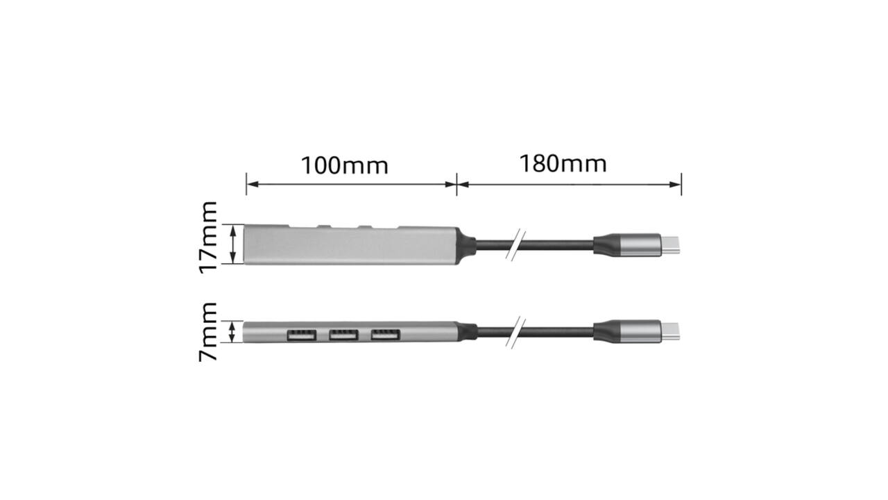 Hub ACT USB-C 3x USB-A 2.0 en 1x USB-A 3.0