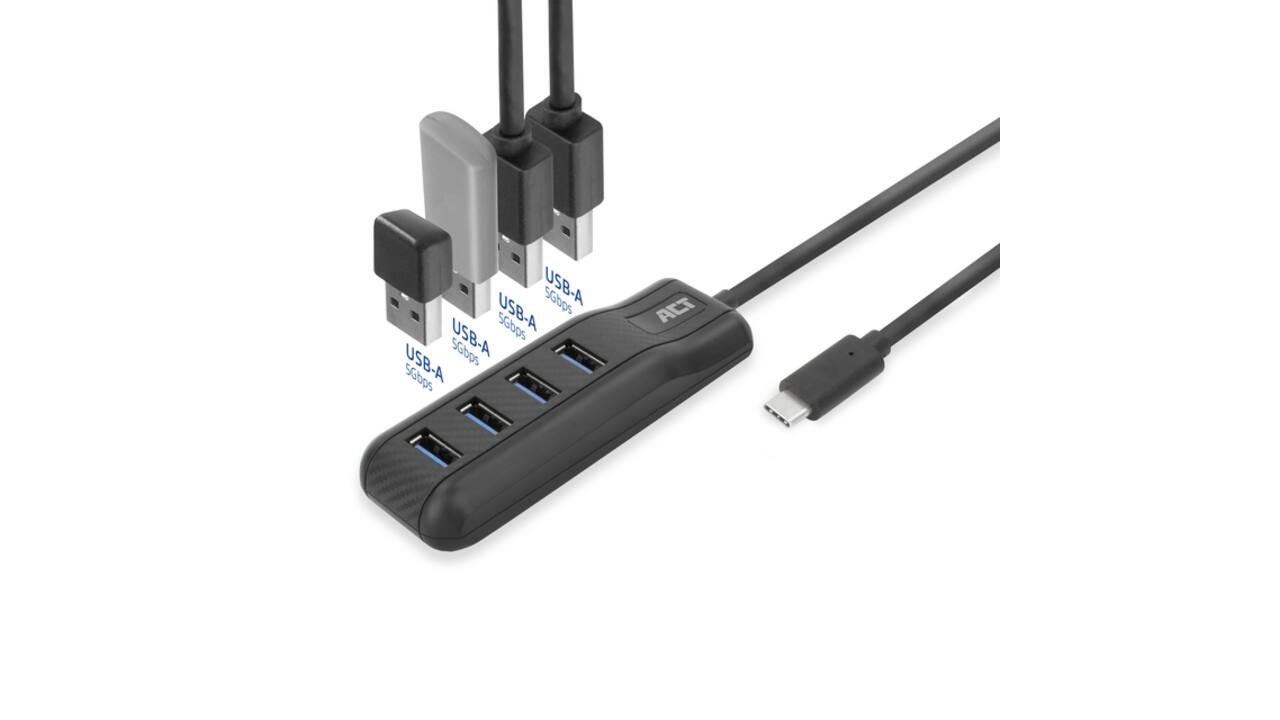 Hub ACT USB-C 3.0 4 poorts USB-A