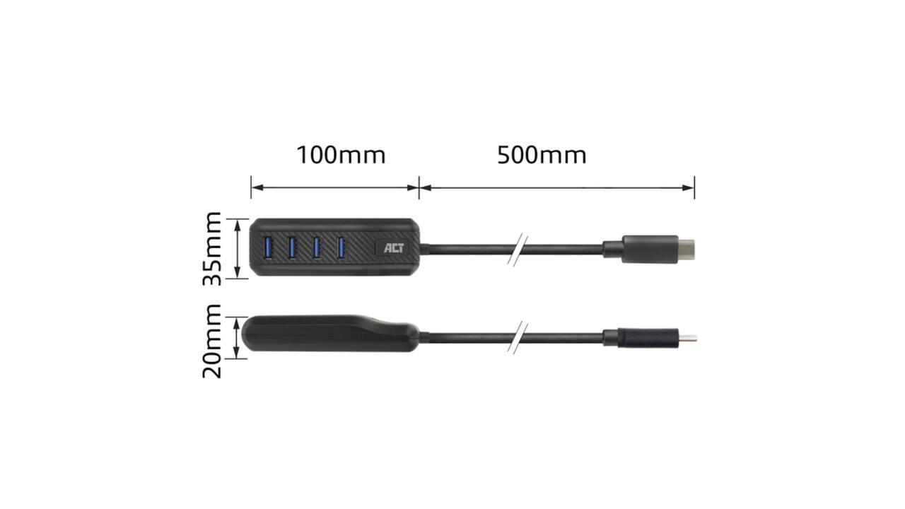 Hub ACT USB-C 3.0 4 poorts USB-A