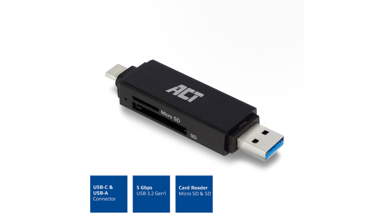Kaartlezer ACT USB-C/USB-A 3.0