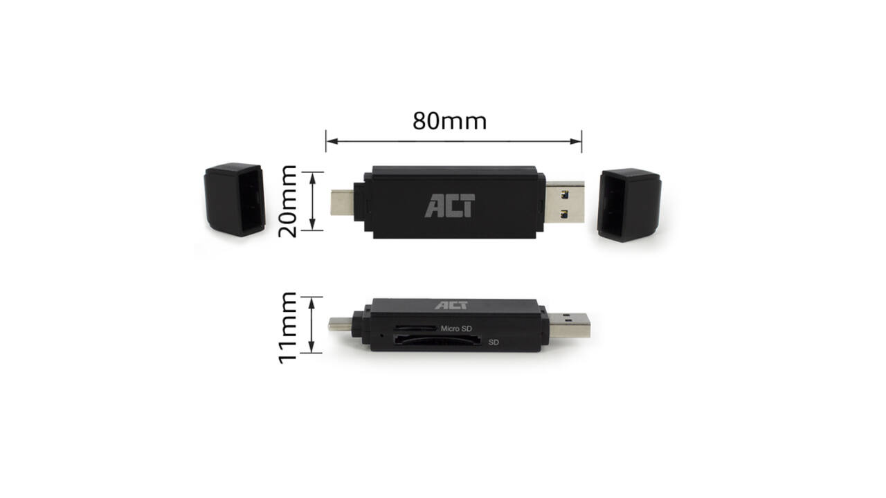 Kaartlezer ACT USB-C/USB-A 3.0