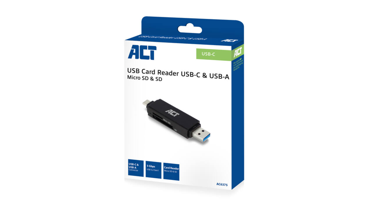 Kaartlezer ACT USB-C/USB-A 3.0