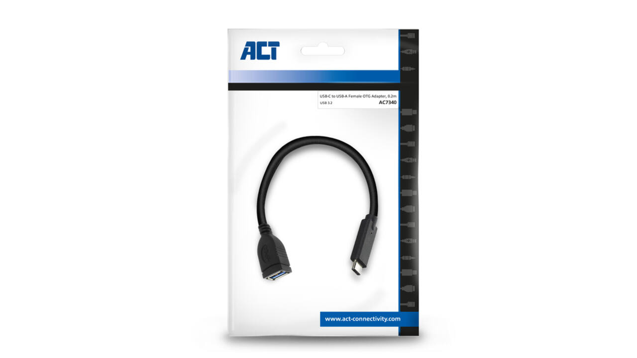 Kabel ACT USB 3.0 OTG USB-C male naar USB-A female