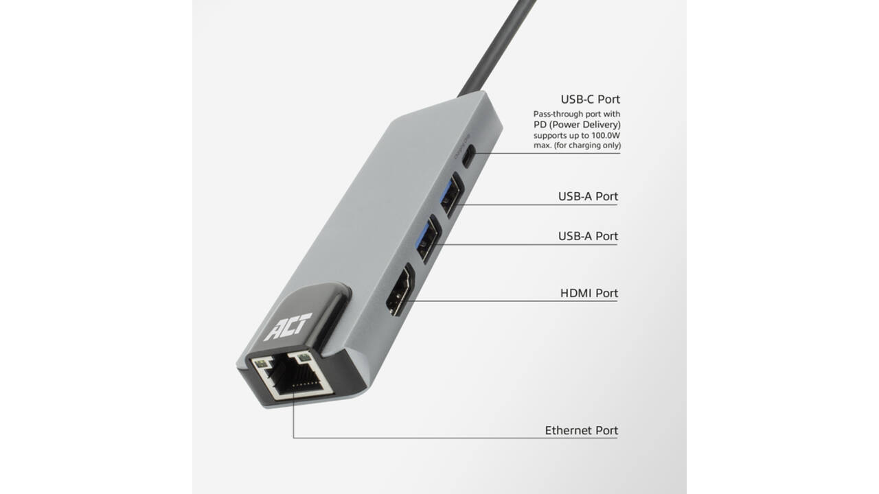 Dockingstation ACT USB-C 4K voor 1 HDMI monitor