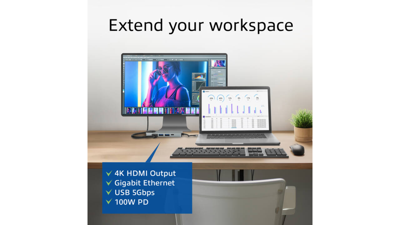 Dockingstation ACT USB-C 4K voor 1 HDMI monitor