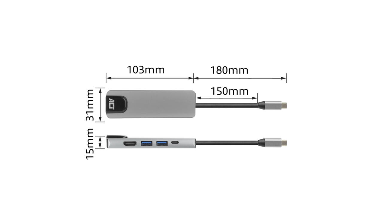 Dockingstation ACT USB-C 4K voor 1 HDMI monitor