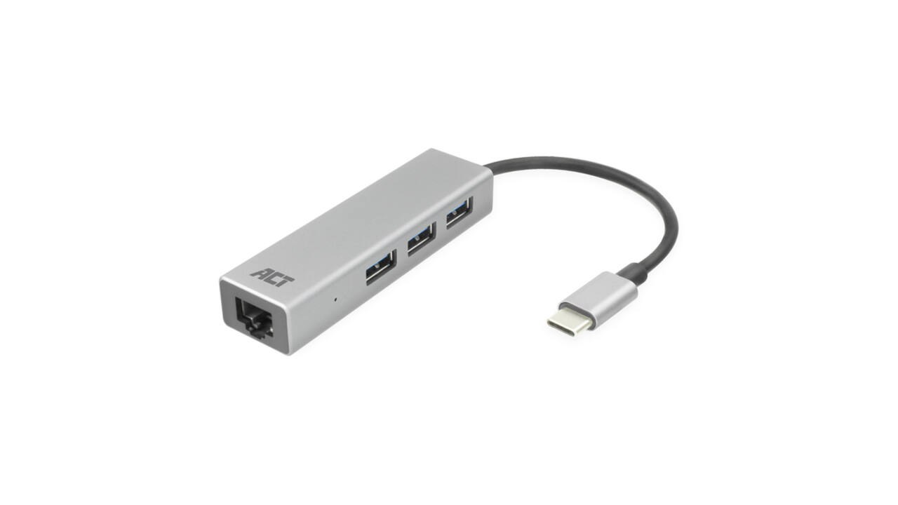 Hub ACT USB-C 3.0 3x USB-A Gigabit ethernet