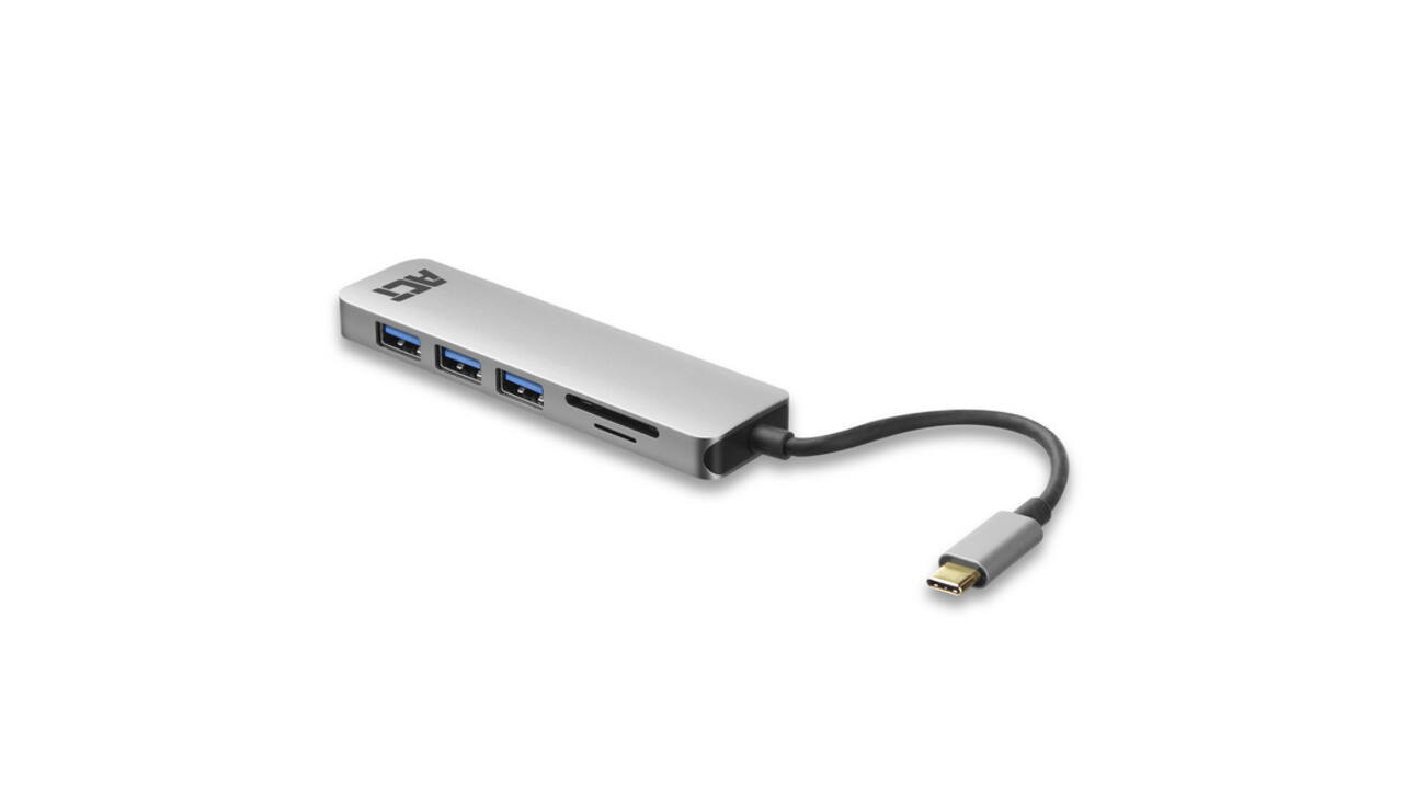 Hub ACT USB-C 3.0, 3x USB-A cardreader PD p-through