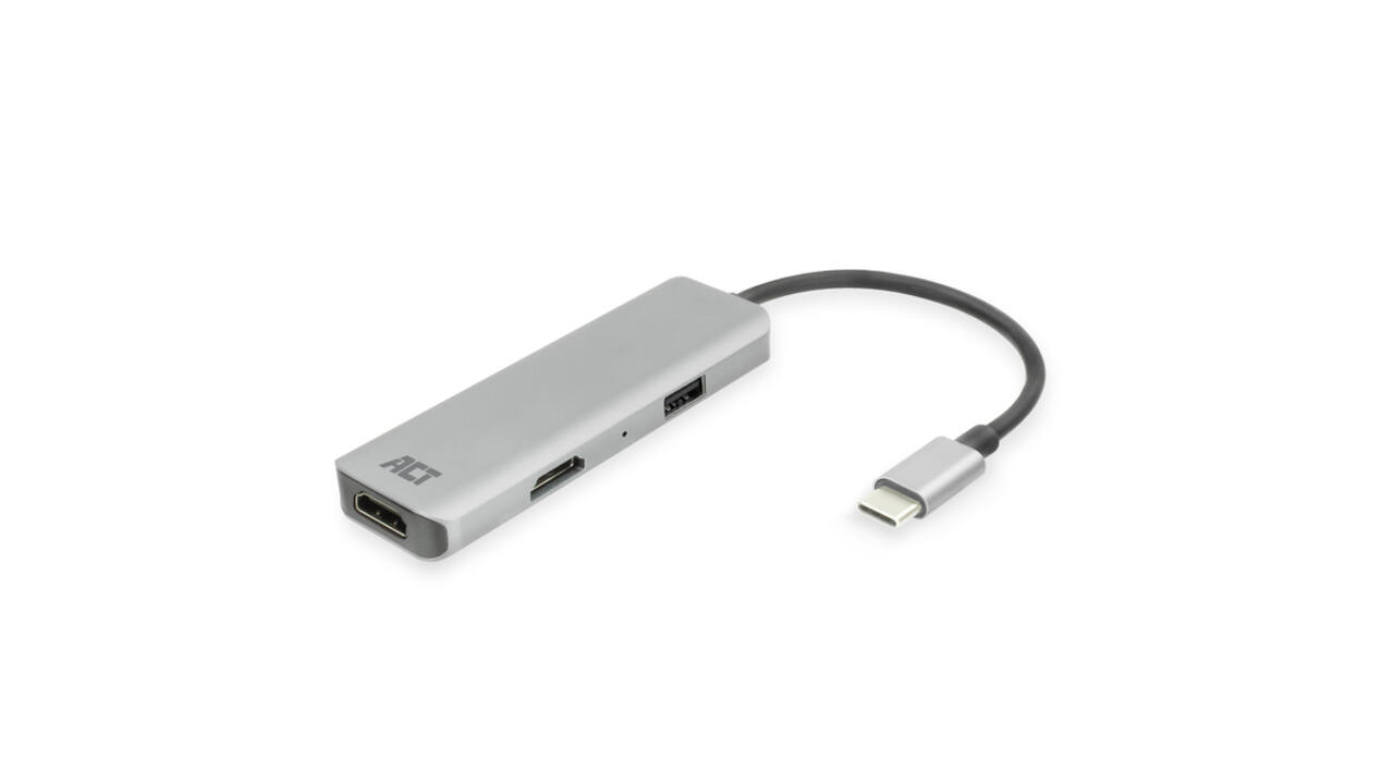 Adapter ACT USB-C 4K multiport voor 2 HDMI monitoren