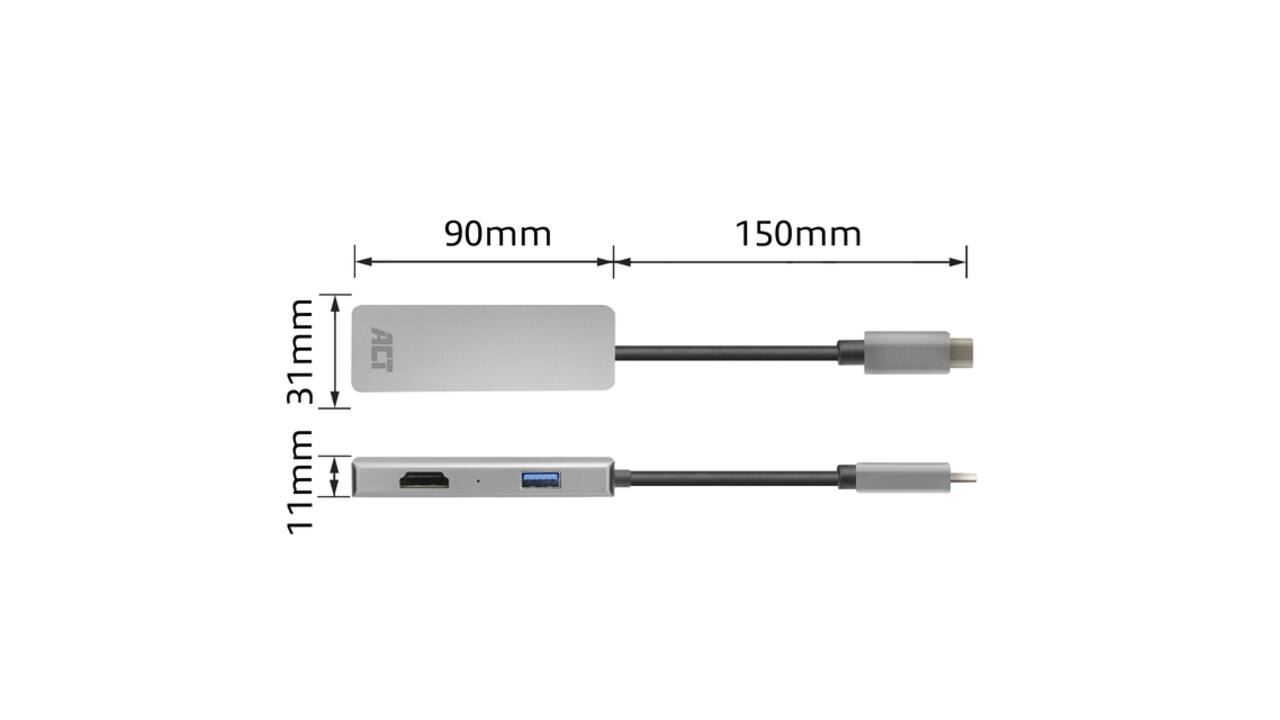 Adapter ACT USB-C 4K multiport voor 2 HDMI monitoren