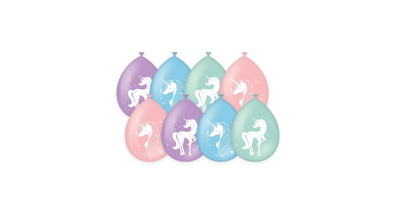 Ballonen Unicorn 30 cm 8 stuks pastel