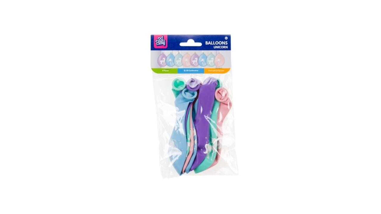 Ballonen Unicorn 30 cm 8 stuks pastel