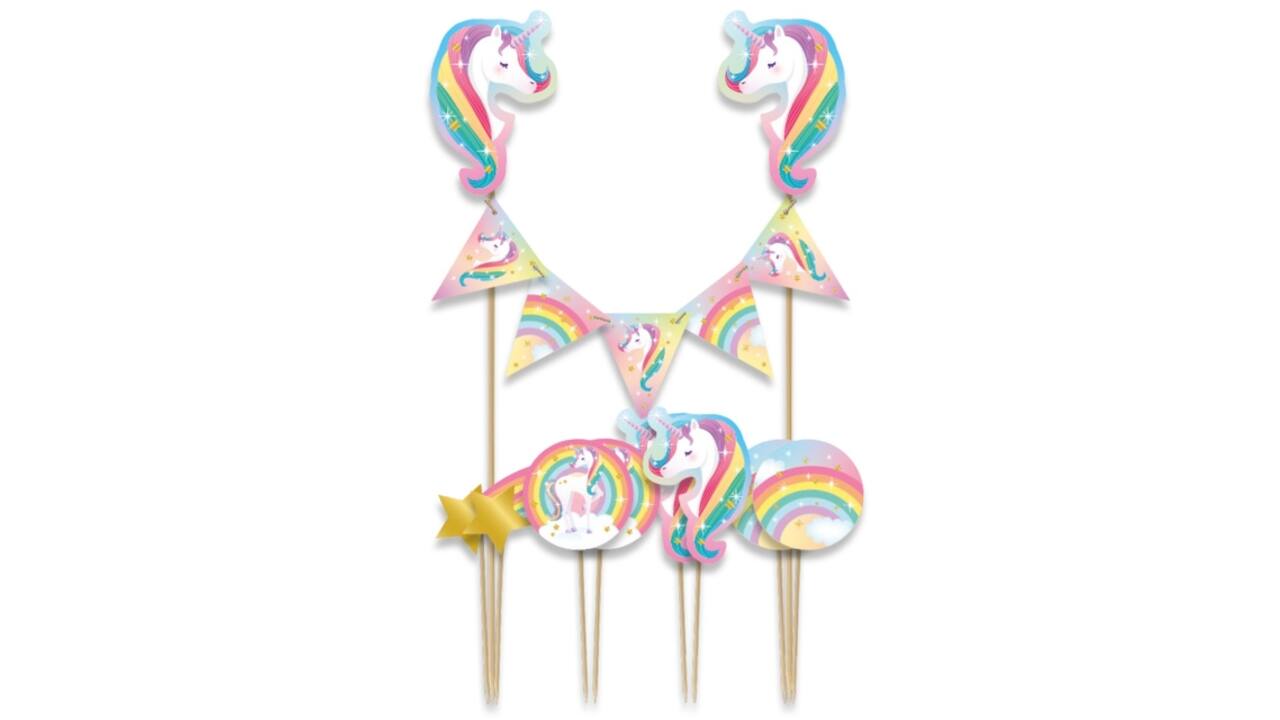 Cake decoratie Unicorn 9 stuks