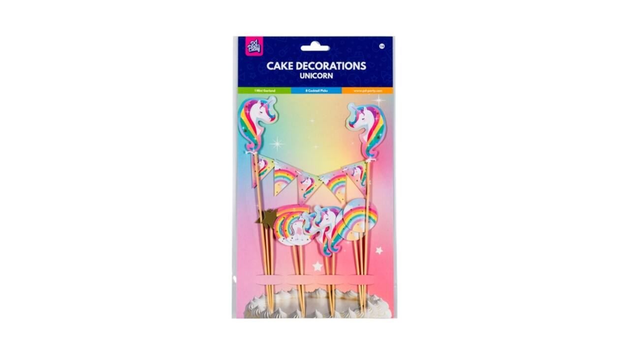 Cake decoratie Unicorn 9 stuks