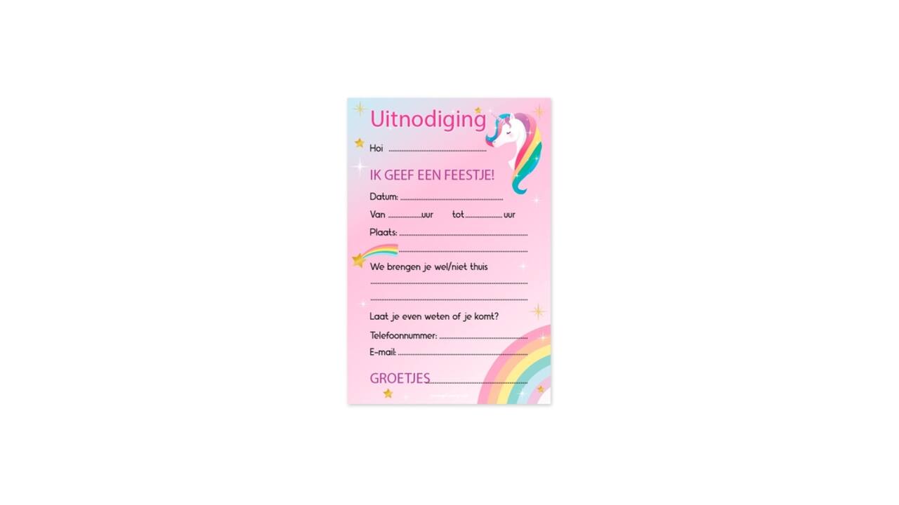 Uitnodigingskaarten Unicorn