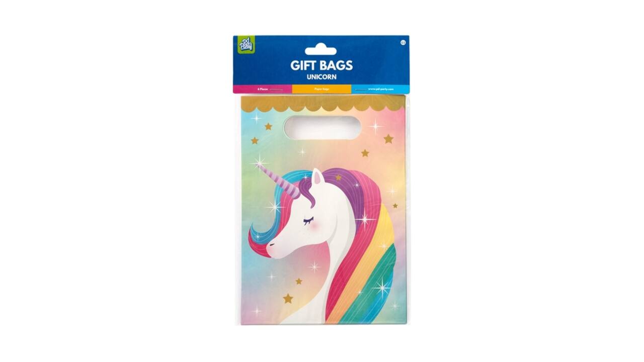 Cadeau tasjes Unicorn papier 23x16,5cm 6 stuks