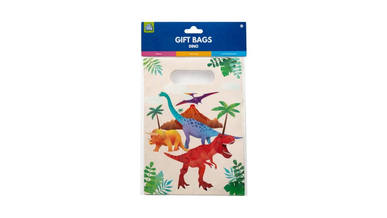 Cadeau tasjes Dino papier 23x16,5cm 6 stuks