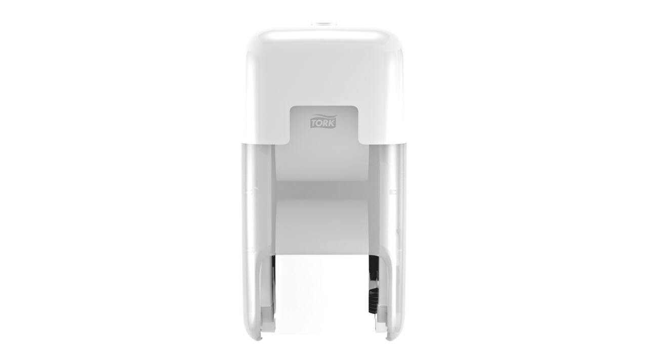Toiletpapierdispenser Tork T7 Elevation OptiServe Coreless medium verticaal duo wit 558040