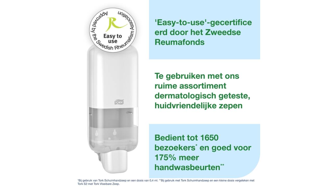 Zeepdispenser Tork S4 Elevation 1000ml wit 564500