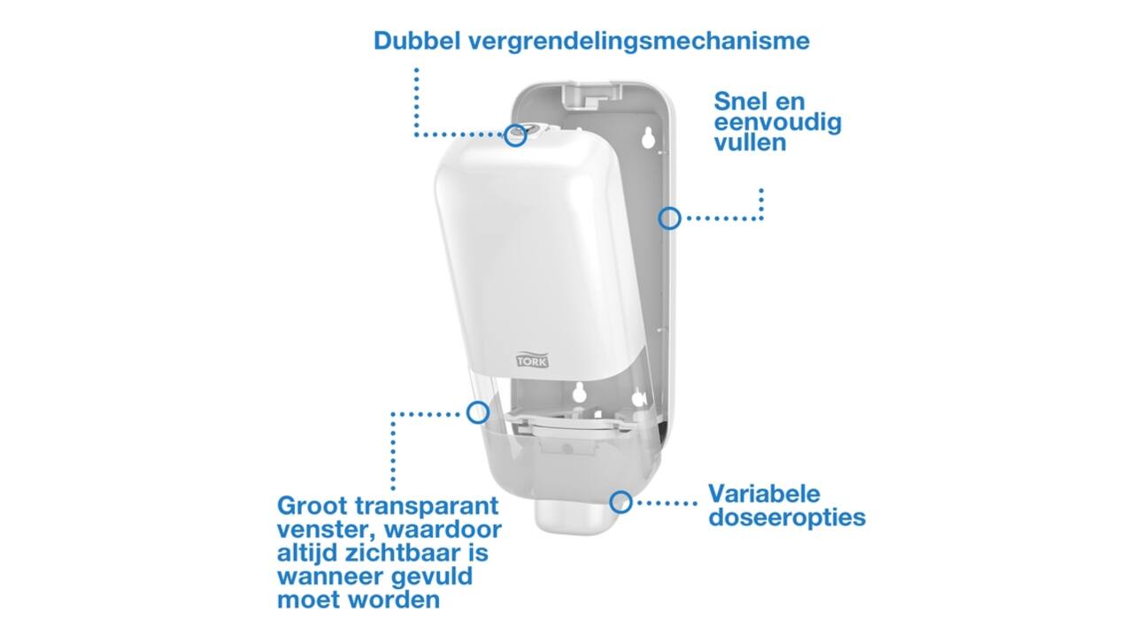 Zeepdispenser Tork S4 Elevation 1000ml wit 564500