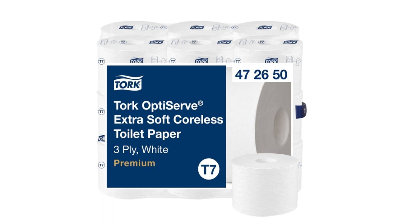 Toiletpapier Tork T7 Premium Optiserve Coreless 3-laags 63m wit 472650